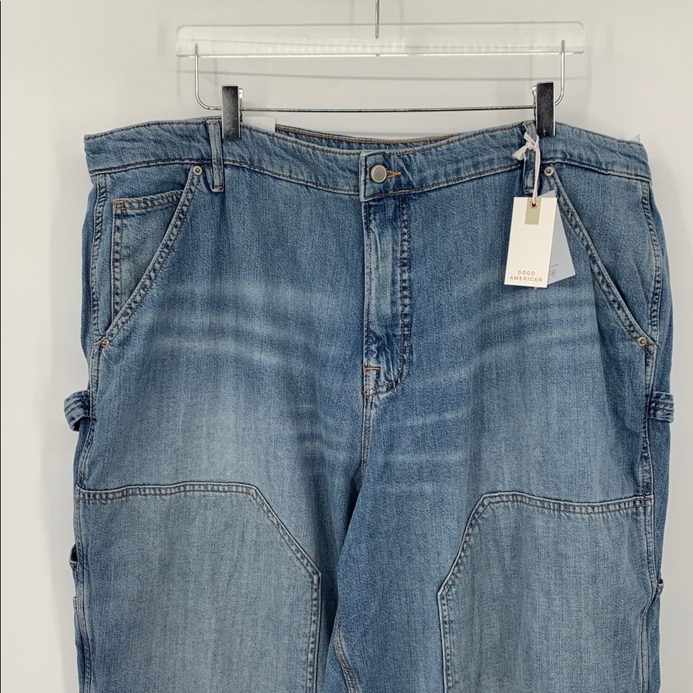 Good American Ease Relaxed Carpenter jeans denim wide leg skater blue new 18 18W - Picture 3 of 5